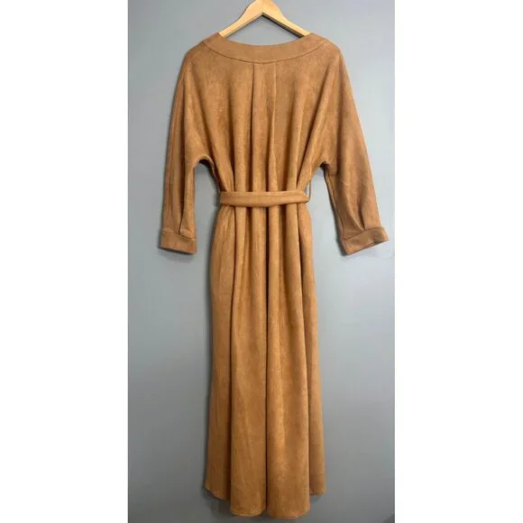 Mulla | faux Suede Midi Tie Dress NWT M - Picture 8 of 9
